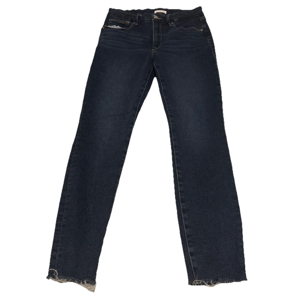 Good American Good Legs Skinny Jeans Women’s Size 8/29 Frayed Bottoms Dark Wash